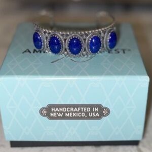 Carolyn Pollack American West Lapis Lazuli 5-StoneSilverCuff Bracelet AVG NEW
